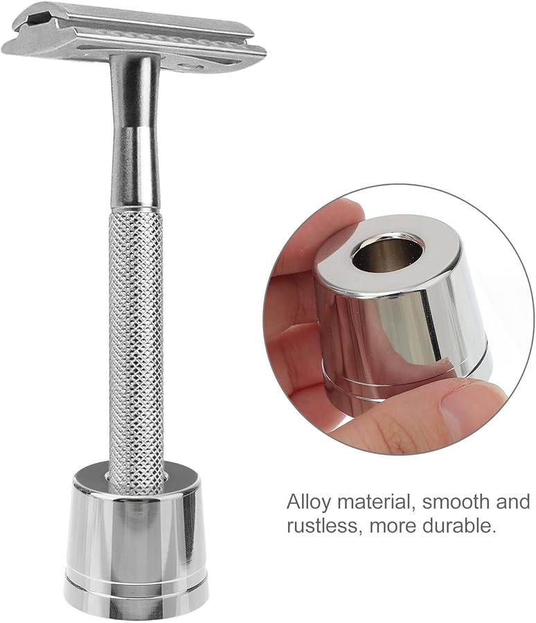 Cabilock Brass Double Sided Razor Stand Holder Rust Resistant Bathroom Countertop Storage - Image 3